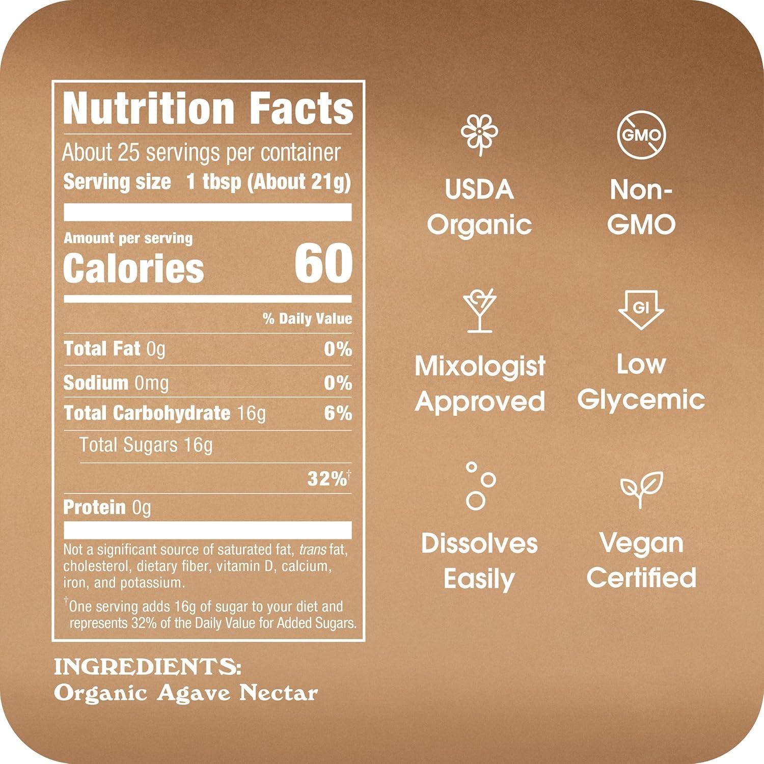 image:imageAgave In The Raw Organic Agave Nectar Sweetener Blue Agave Syrup No Erythritol Sugar Substitute for Coffee Baking Hot amp Cold Drinks Natural Low Carb Vegan GlutenFree 185oz Bottle 8 Pack