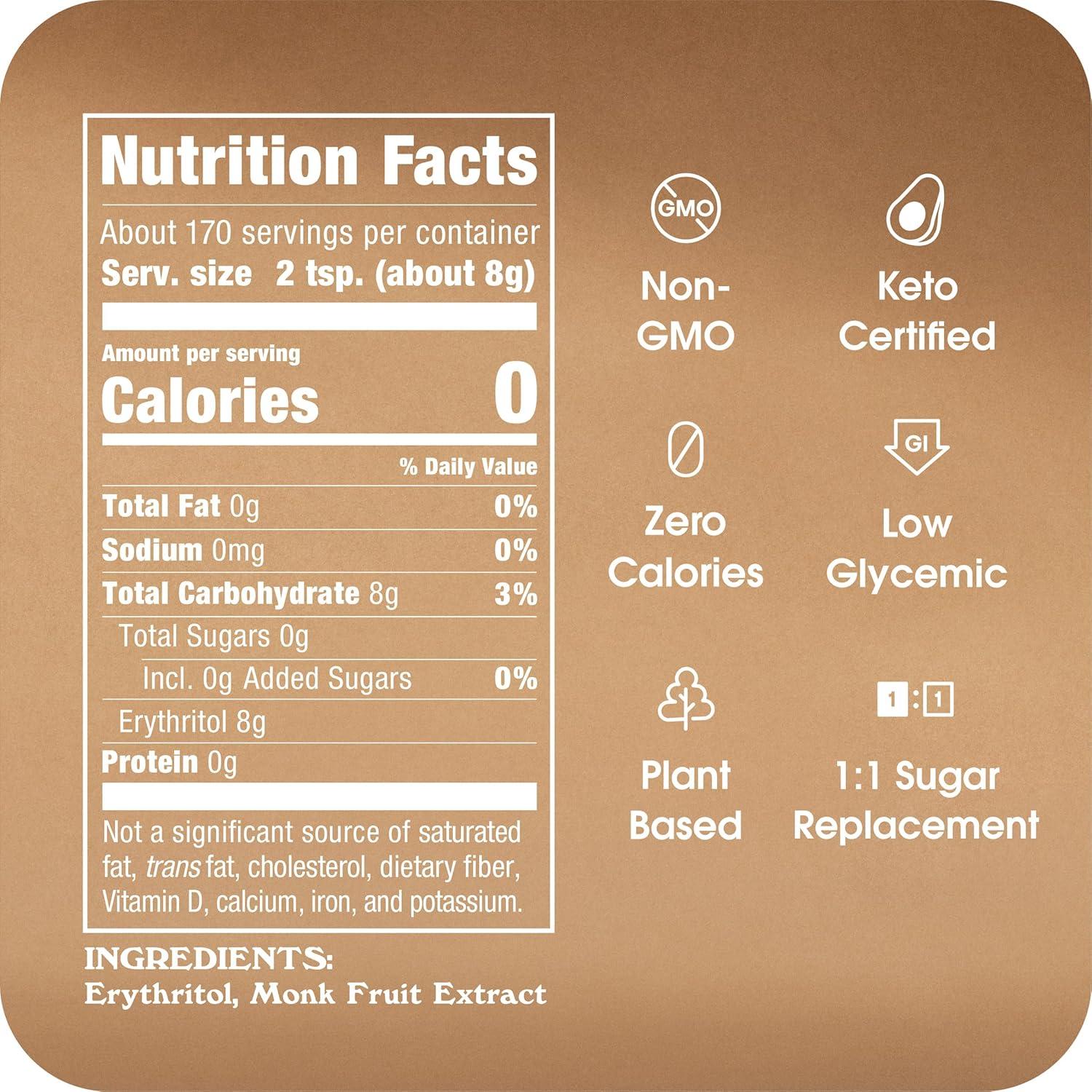 image:imageMONK FRUIT IN THE RAW 48 oz Bakers Bag Pack of 1 Natural Monk Fruit Sweetener wErythritol SugarFreeGolden Monk Fruit Bag