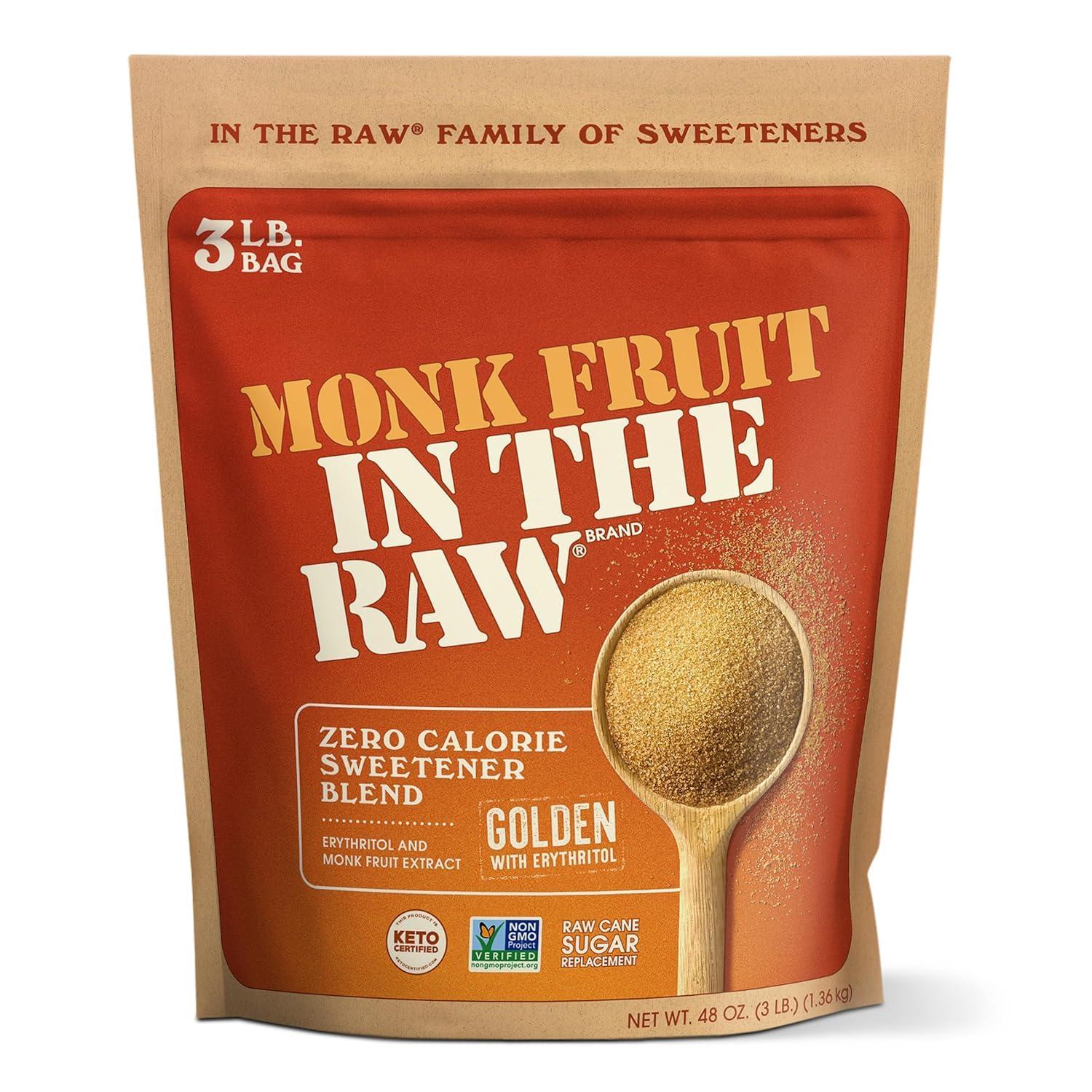 image:imageMONK FRUIT IN THE RAW 48 oz Bakers Bag Pack of 1 Natural Monk Fruit Sweetener wErythritol SugarFreeGolden Monk Fruit Bag