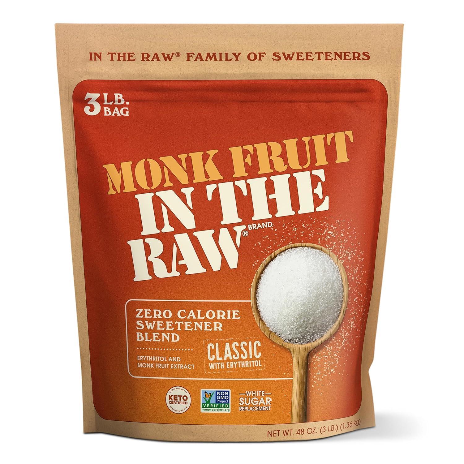 image:imageMONK FRUIT IN THE RAW 48 oz Bakers Bag Pack of 1 Natural Monk Fruit Sweetener wErythritol SugarFreeRegular Monk Fruit Bag