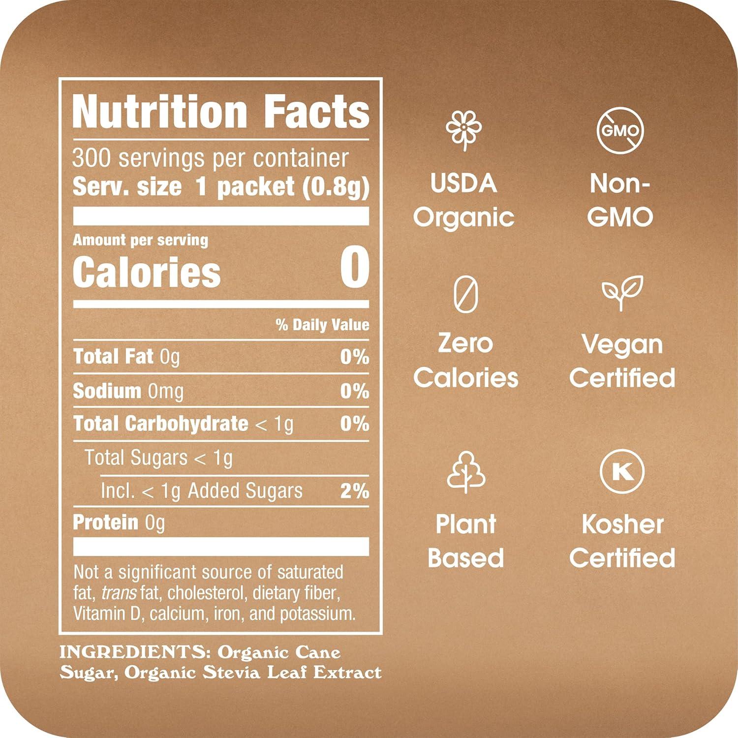 image:imageOrganic Stevia In The Raw Plant Based Zero Calorie Natural Sweetener No Erythritol Sugar Substitute Sweetener for Coffee Hot amp Cold Drinks NonGMO Vegan GlutenFree 40 Count Packets 6 Pack300 Count Pack of 1