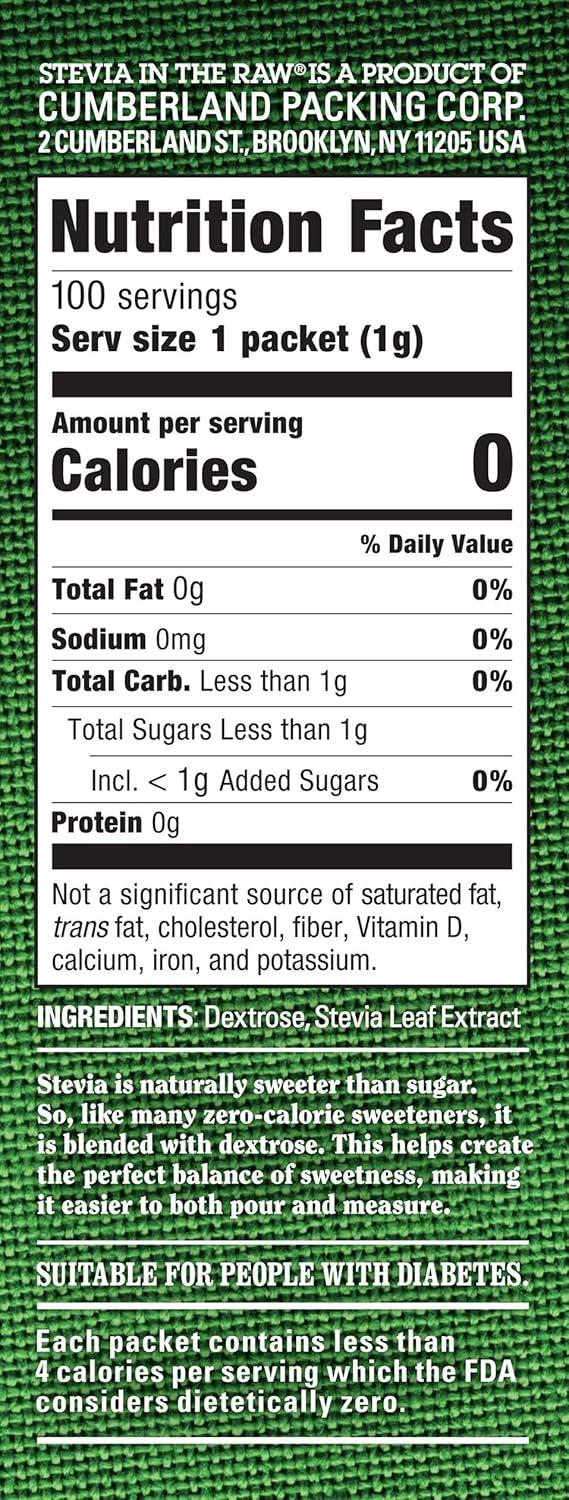 image:imageStevia In The Raw Plant Based Zero Calorie No Erythritol Sugar Substitute SugarFree Sweetener for Coffee Hot amp Cold Drinks Suitable For Diabetics Vegan GlutenFree 100Count Packets 1 Pack35 Ounce Pack of 1