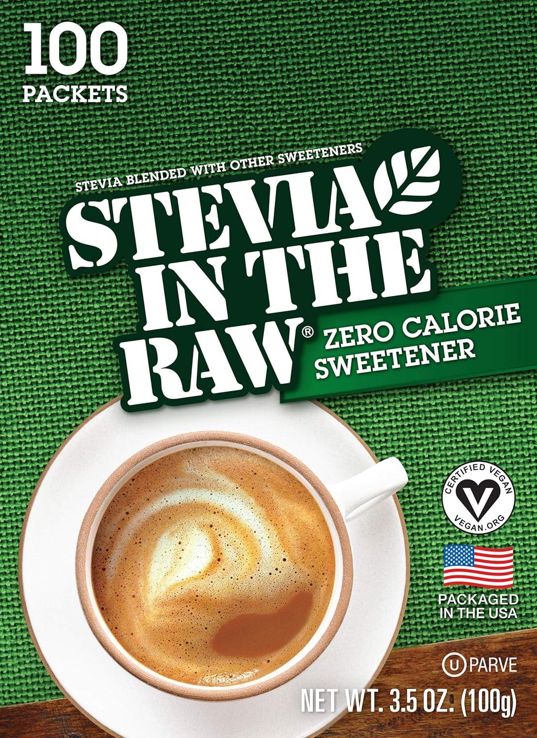 image:imageStevia In The Raw Plant Based Zero Calorie No Erythritol Sugar Substitute SugarFree Sweetener for Coffee Hot amp Cold Drinks Suitable For Diabetics Vegan GlutenFree 100Count Packets 1 Pack35 Ounce Pack of 2