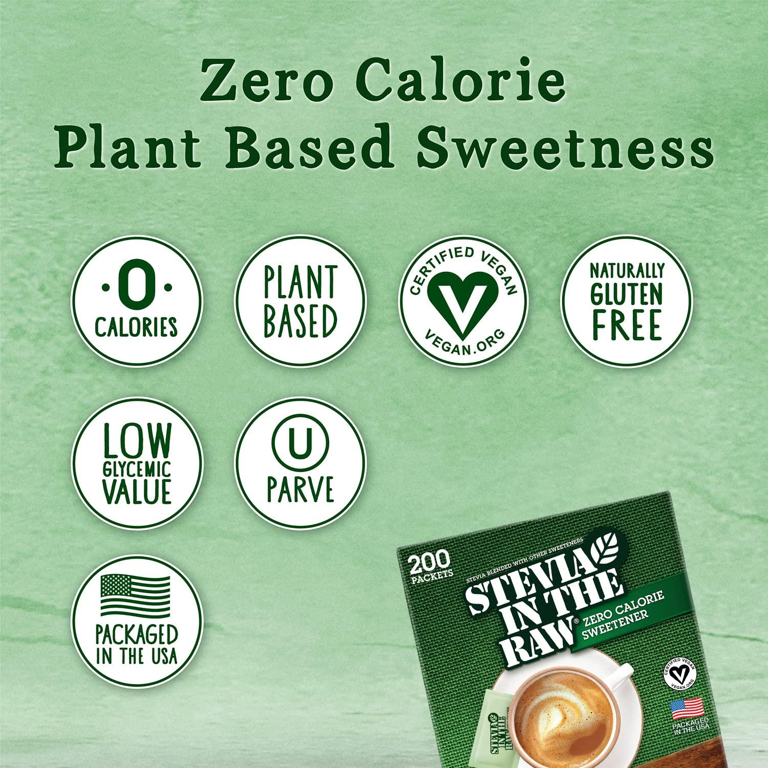 image:imageStevia In The Raw Stevia Sweetener Packets 50 Ct Zero Calorie Stevia Sugar Substitute Packets No Erythritol or Artificial Flavors Vegan Gluten Free Kosher Low Glycemic Index400 Count Pack of 2