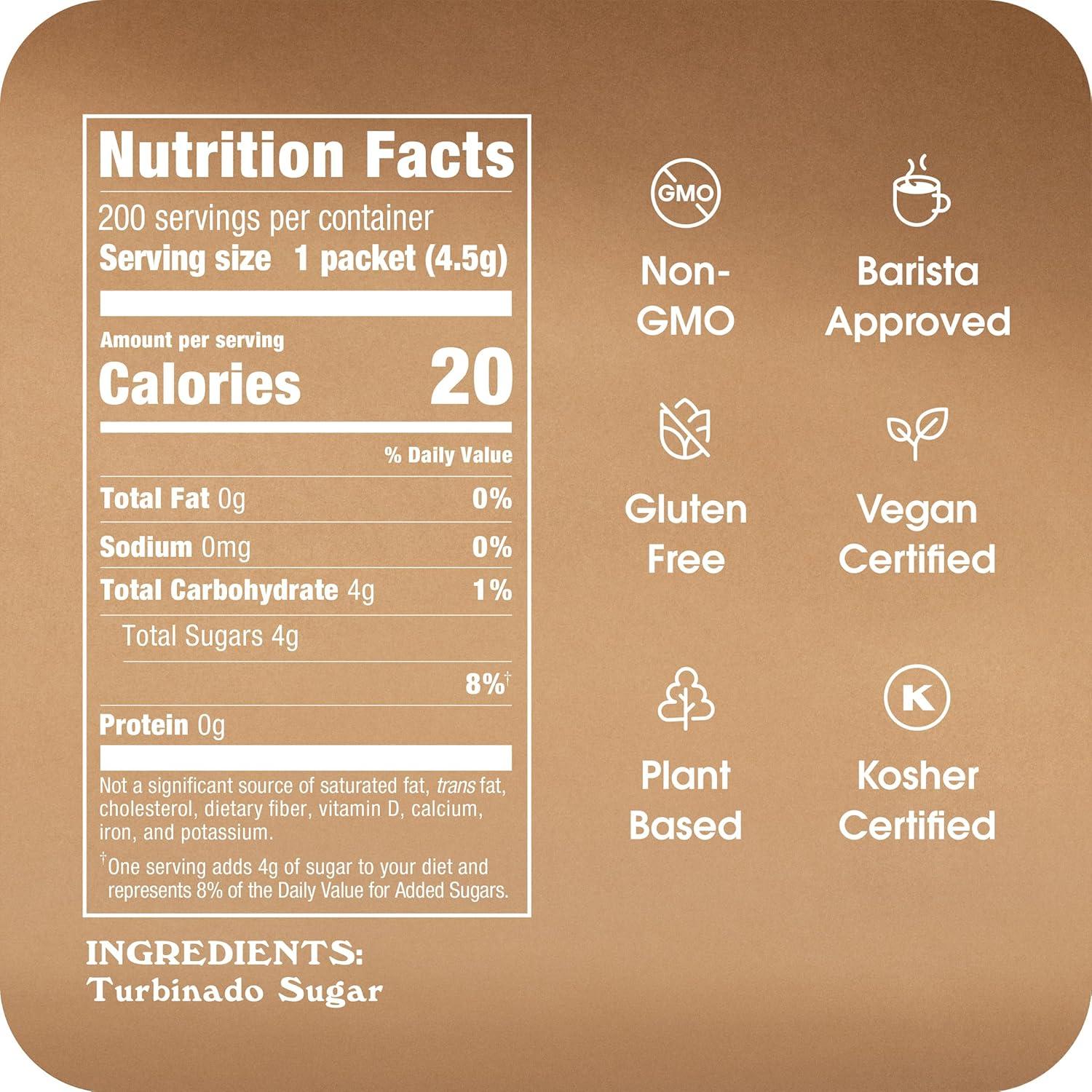 image:imageSugar In The Raw Granulated Turbinado Cane Sugar On The Go Packets No Erythritol Pure Natural Sweetener Hot amp Cold Drinks Coffee Baking Vegan GlutenFree NonGMO 200 Count Packets 2Pack3175 Ounce Pack of 1