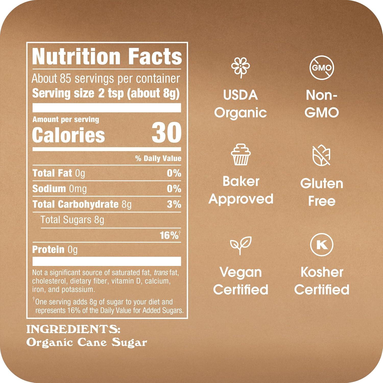 image:imageSugar In The Raw Organic White Granulated Sugar 24 oz Bag Fair Trade amp USDA Organic Certified Granulated Cane Sugar NonGMO Project Verified Kosher Vegan and Gluten Free24 Ounce Pack of 8