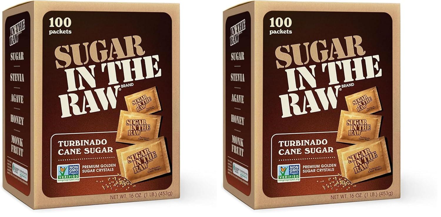 image:imageSugar In The Raw Turbinado Cane Sugar Packets 100 Ct Pure AllNatural Turbinado Sugar NonGMO Project Verified Kosher Vegan and Gluten FreePackets