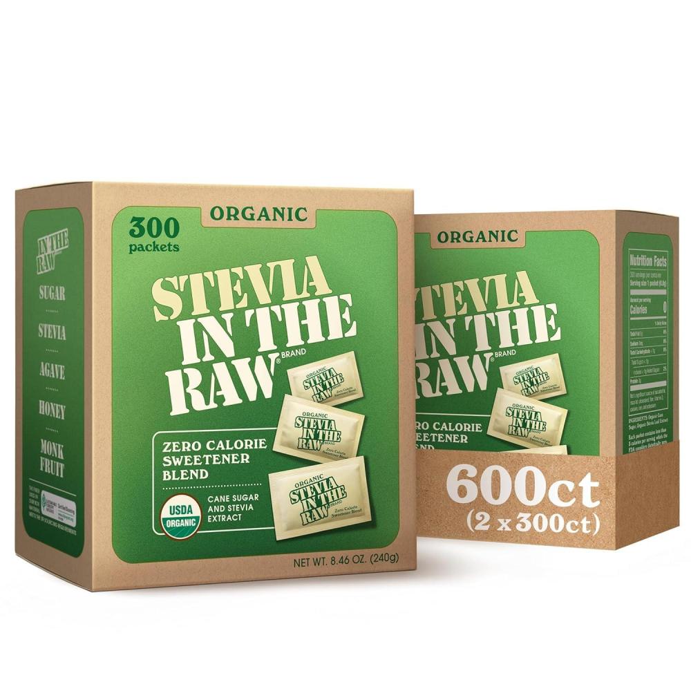 image:imageOrganic Stevia In The Raw Plant Based Zero Calorie Natural Sweetener No Erythritol Sugar Substitute Sweetener for Coffee Hot amp Cold Drinks NonGMO Vegan GlutenFree 40 Count Packets 6 Pack300 Count Pack of 2