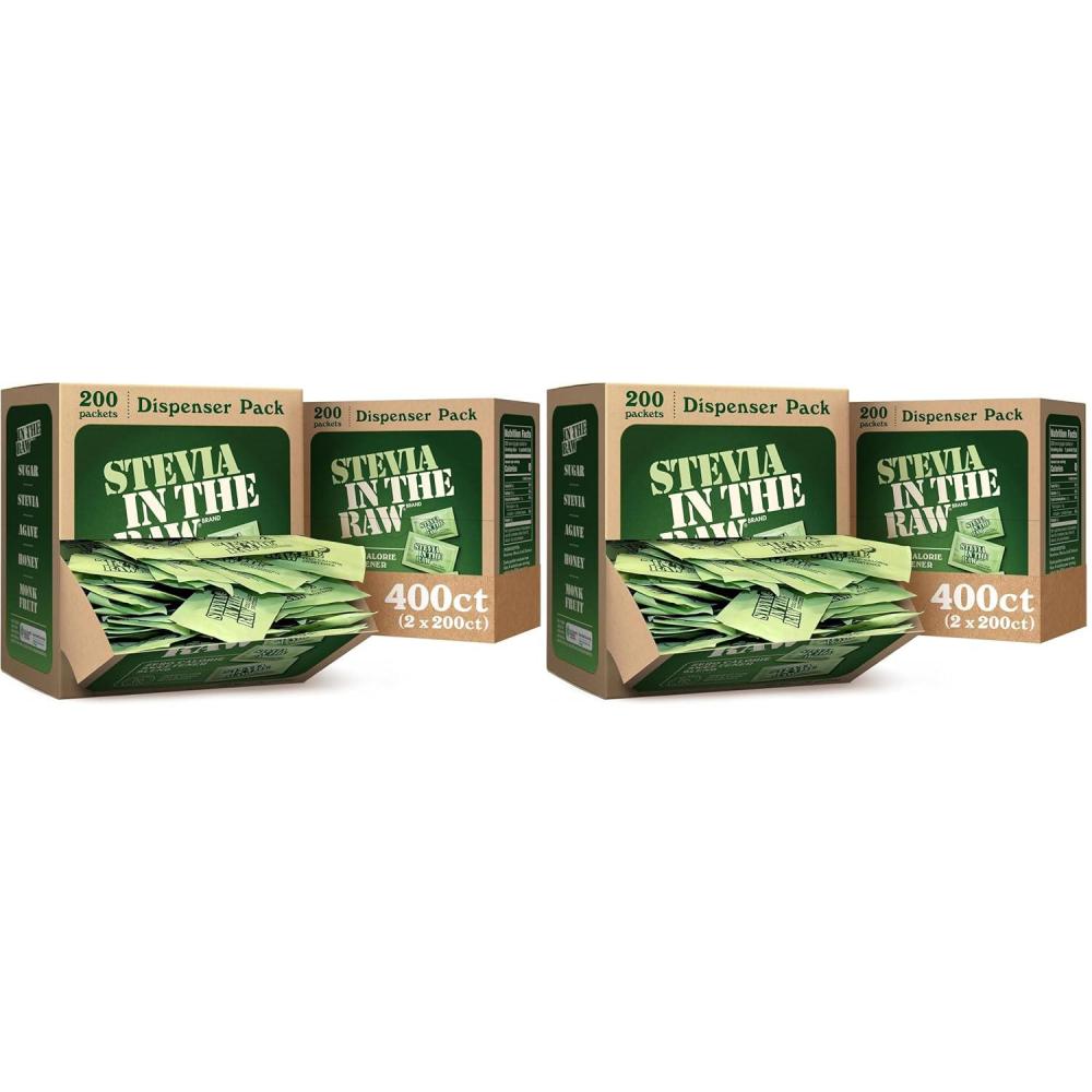 image:imageStevia In The Raw Stevia Sweetener Packets 50 Ct Zero Calorie Stevia Sugar Substitute Packets No Erythritol or Artificial Flavors Vegan Gluten Free Kosher Low Glycemic Index400 Count Pack of 2