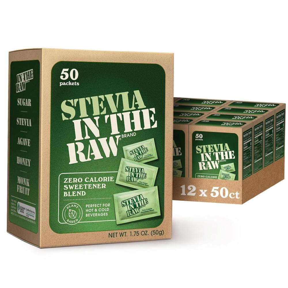 image:imageStevia In The Raw Stevia Sweetener Packets 50 Ct Zero Calorie Stevia Sugar Substitute Packets No Erythritol or Artificial Flavors Vegan Gluten Free Kosher Low Glycemic Index1 Ounce Pack of 12