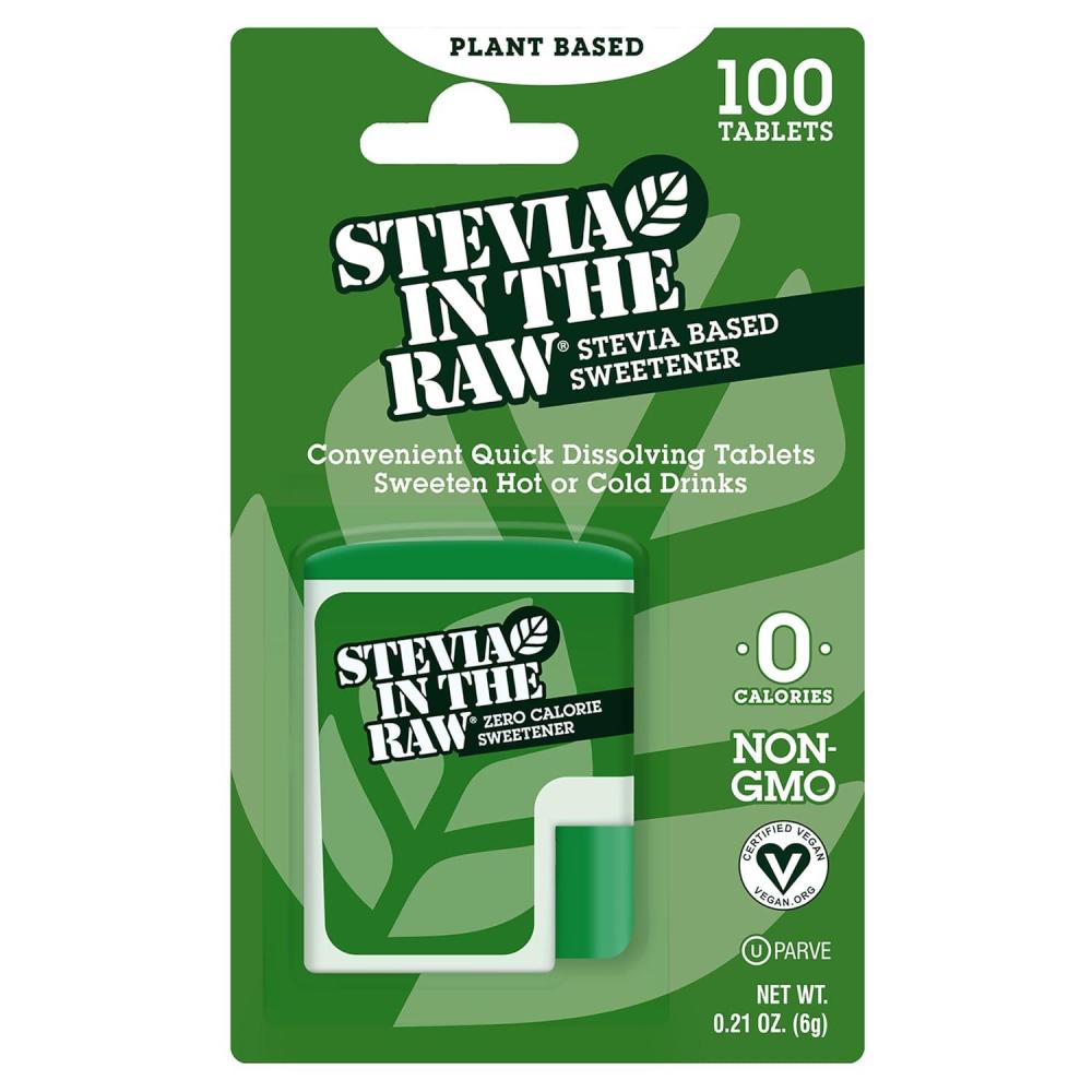 image:imageStevia In The Raw Stevia Sweetener Tablets 100 Ct Zero Calorie Stevia Sugar Substitute No Erythritol or Artificial Flavors Vegan Gluten Free Kosher Low Glycemic IndexTablets