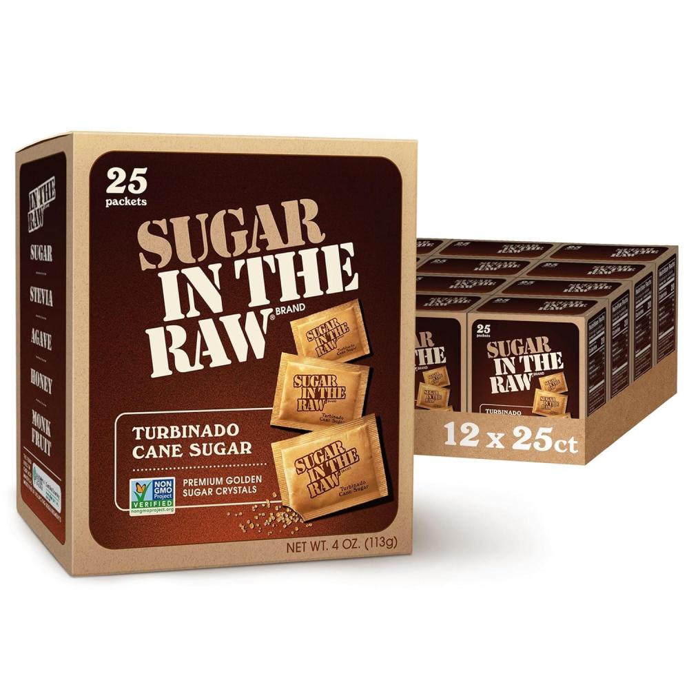 image:imageSugar In The Raw Granulated Turbinado Cane Sugar On The Go Packets No Erythritol Pure Natural Sweetener Hot amp Cold Drinks Coffee Baking Vegan GlutenFree NonGMO 200 Count Packets 2Pack4 Ounce Pack of 12
