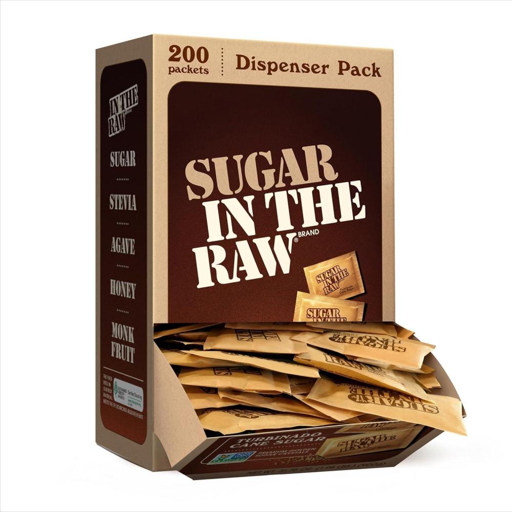 image:imageSugar In The Raw Granulated Turbinado Cane Sugar On The Go Packets No Erythritol Pure Natural Sweetener Hot amp Cold Drinks Coffee Baking Vegan GlutenFree NonGMO 200 Count Packets 2Pack3175 Ounce Pack of 1