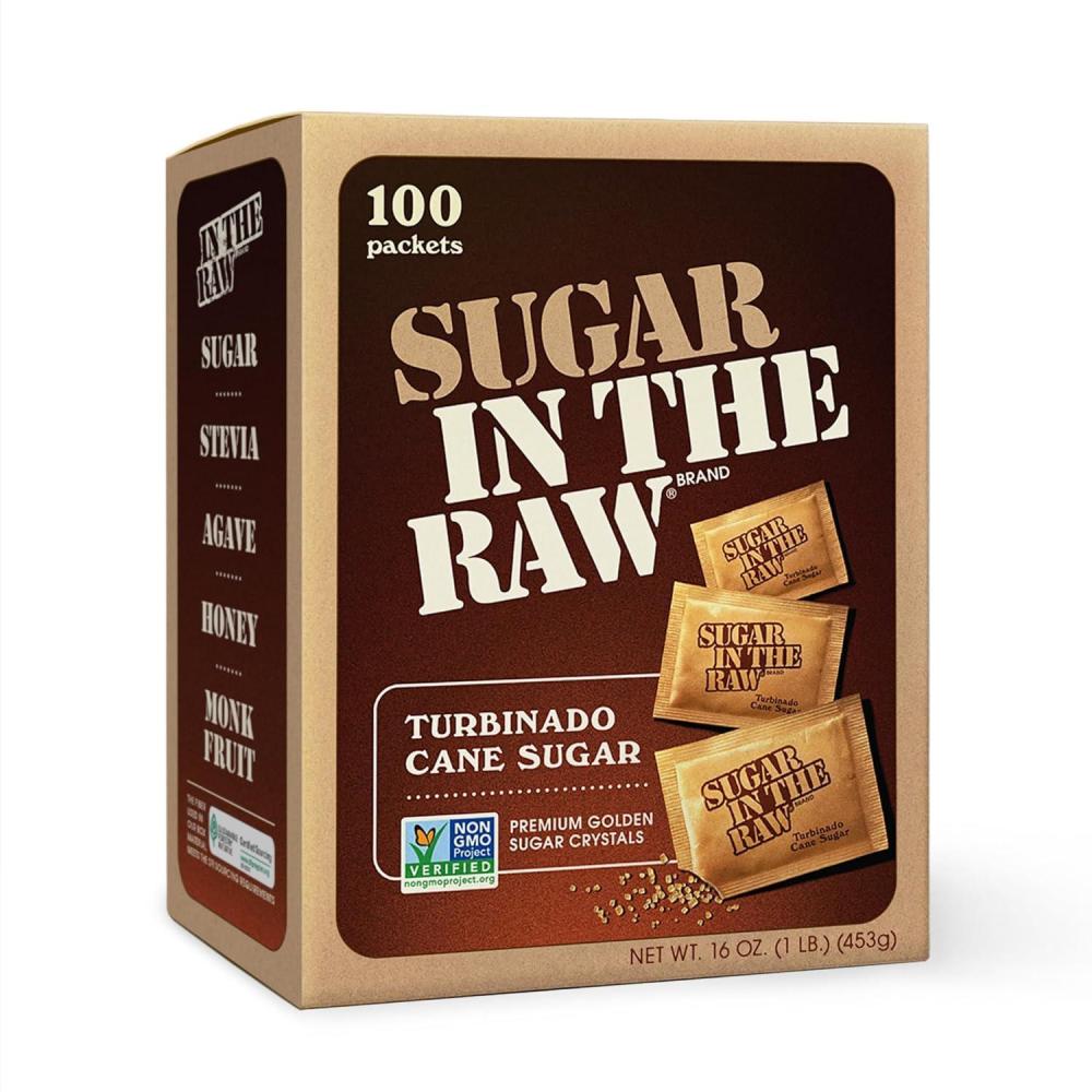 image:imageSugar In The Raw Turbinado Cane Sugar Packets 100 Ct Pure AllNatural Turbinado Sugar NonGMO Project Verified Kosher Vegan and Gluten FreePackets