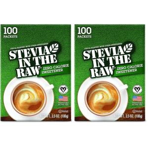 Stevia In The Raw, Plant Based Zero Calorie, No Erythritol, Sugar Substitute, Sugar-Free Sweetener for Coffee, Hot & Cold Drinks, Suitable For Diabetics, Vegan, Gluten-Free, 100Count Packets (1 Pack)(3.5 Ounce (Pack of 2))
