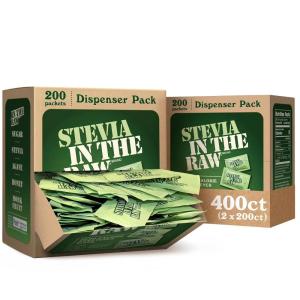 Stevia In The Raw Stevia Sweetener Packets, 50 Ct, Zero Calorie Stevia Sugar Substitute Packets, No Erythritol or Artificial Flavors, Vegan, Gluten Free, Kosher, Low Glycemic Index(400 Count (Pack of 1))