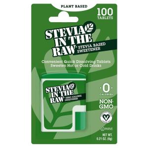 Stevia In The Raw Stevia Sweetener Tablets, 100 Ct, Zero Calorie Stevia Sugar Substitute, No Erythritol or Artificial Flavors, Vegan, Gluten Free, Kosher, Low Glycemic Index(Tablets)
