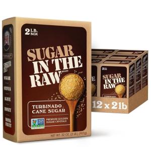 Sugar In The Raw Granulated Turbinado Cane Sugar, 4 lb Bag, 4 Pack, Pure, All-Natural Turbinado Sugar, Non-GMO Project Verified, Kosher, Vegan and Gluten Free(32 Ounce (Pack of 12))