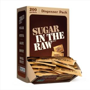 Sugar In The Raw Granulated Turbinado Cane Sugar On The Go Packets, No Erythritol, Pure Natural Sweetener, Hot & Cold Drinks, Coffee, Baking, Vegan, Gluten-Free, Non-GMO, 200 Count Packets (2-Pack)(31.75 Ounce (Pack of 1))