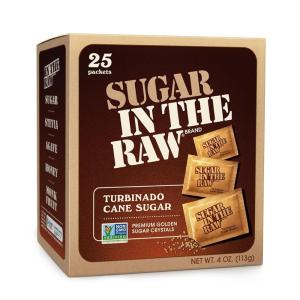 Sugar In The Raw Granulated Turbinado Cane Sugar On The Go Packets, No Erythritol, Pure Natural Sweetener, Hot & Cold Drinks, Coffee, Baking, Vegan, Gluten-Free, Non-GMO, 200 Count Packets (2-Pack)(1 Count (Pack of 25))